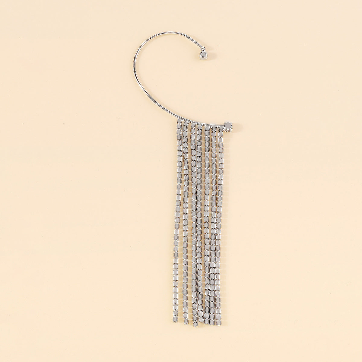 E11582 Long Tassel Rhinestone Ear Cuff Hanging Earrings