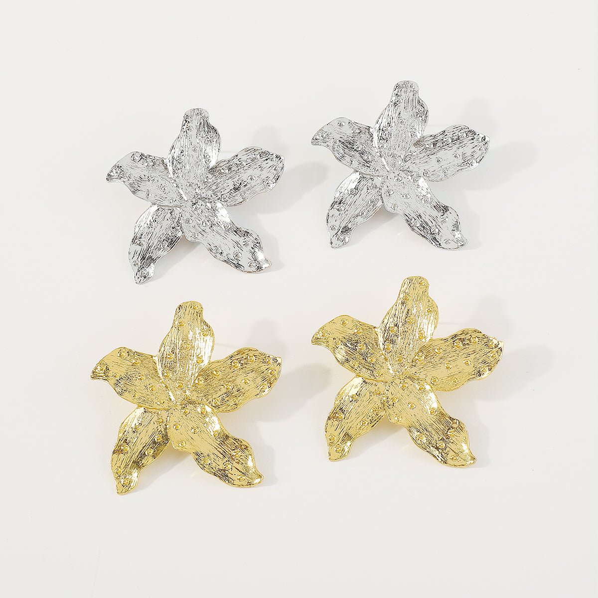 E11616 Large Metal Starfish Earrings