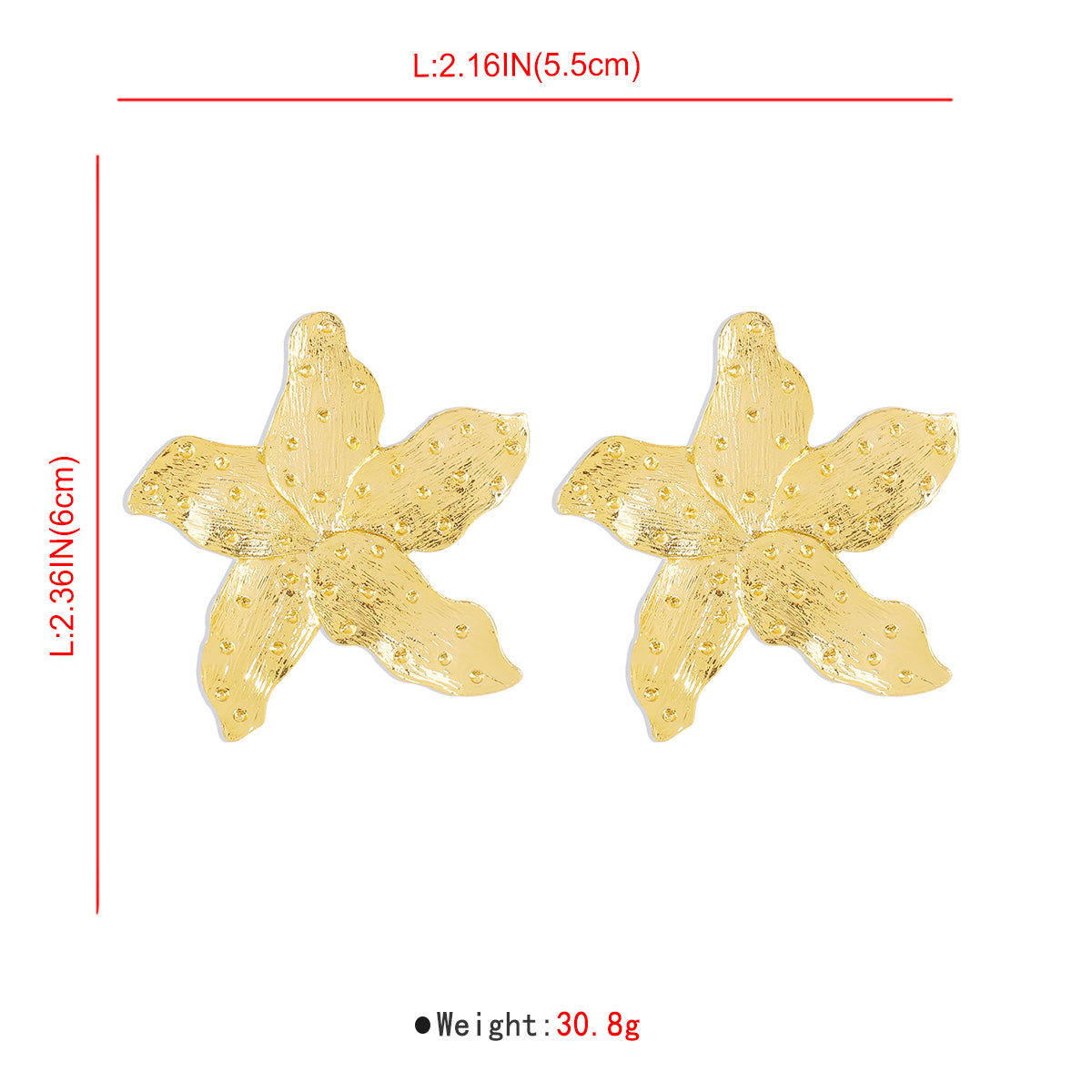 E11616 Large Metal Starfish Earrings