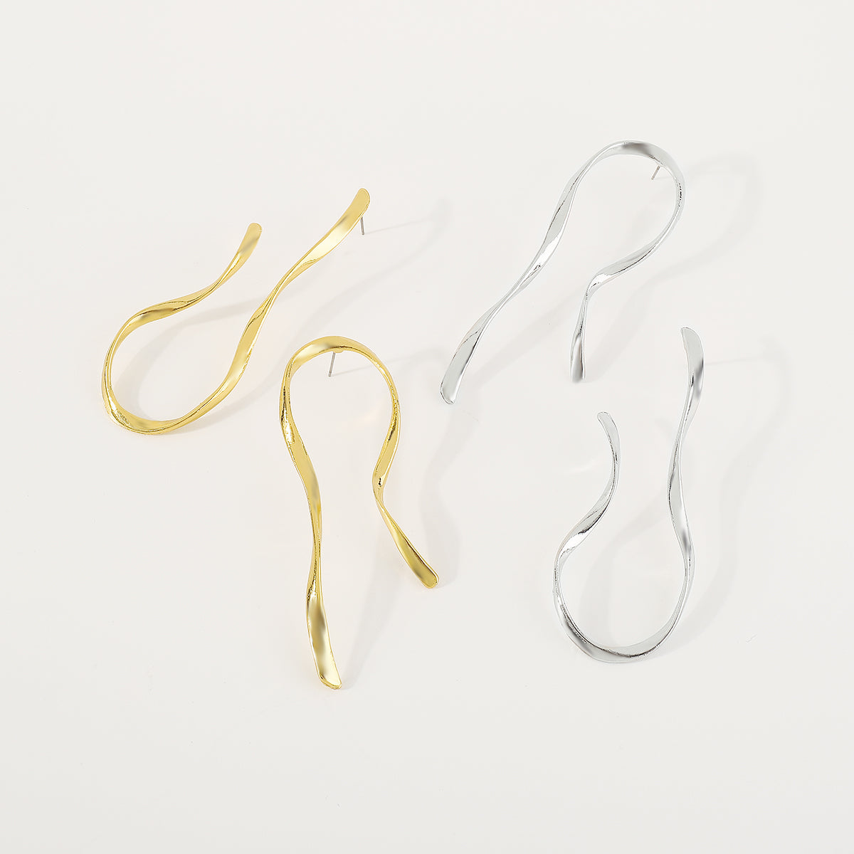 E11659 Geometric Irregular Metal U-shaped Dangle Earring
