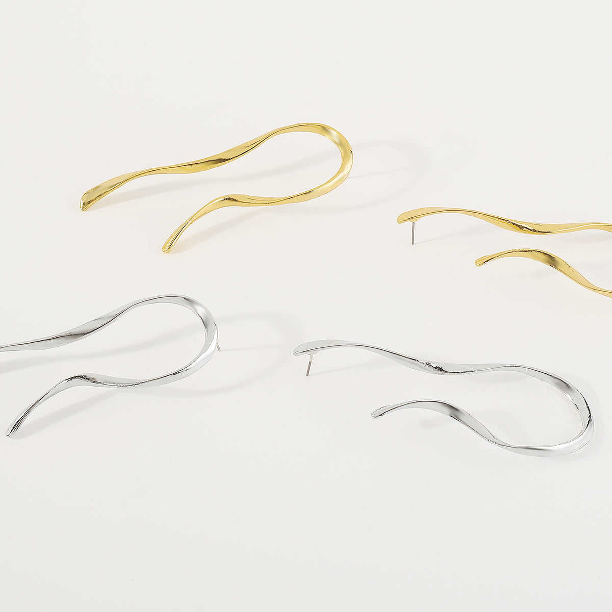 E11659 Geometric Irregular Metal U-shaped Dangle Earring