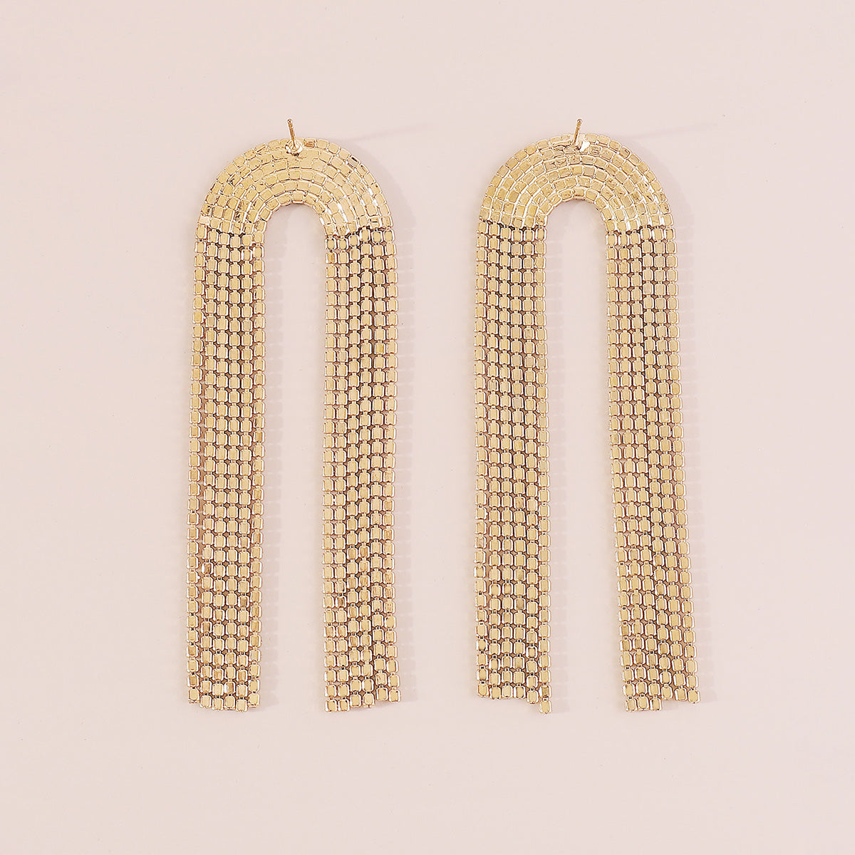 E11665 Rainbow Long Tassel Claw Chain Drop Earrings