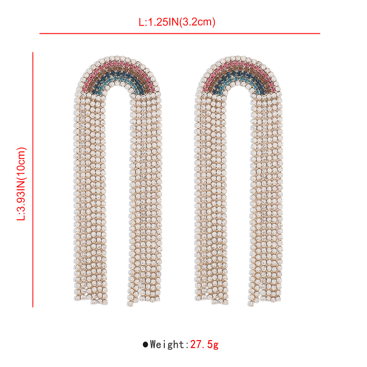 E11665 Rainbow Long Tassel Claw Chain Drop Earrings
