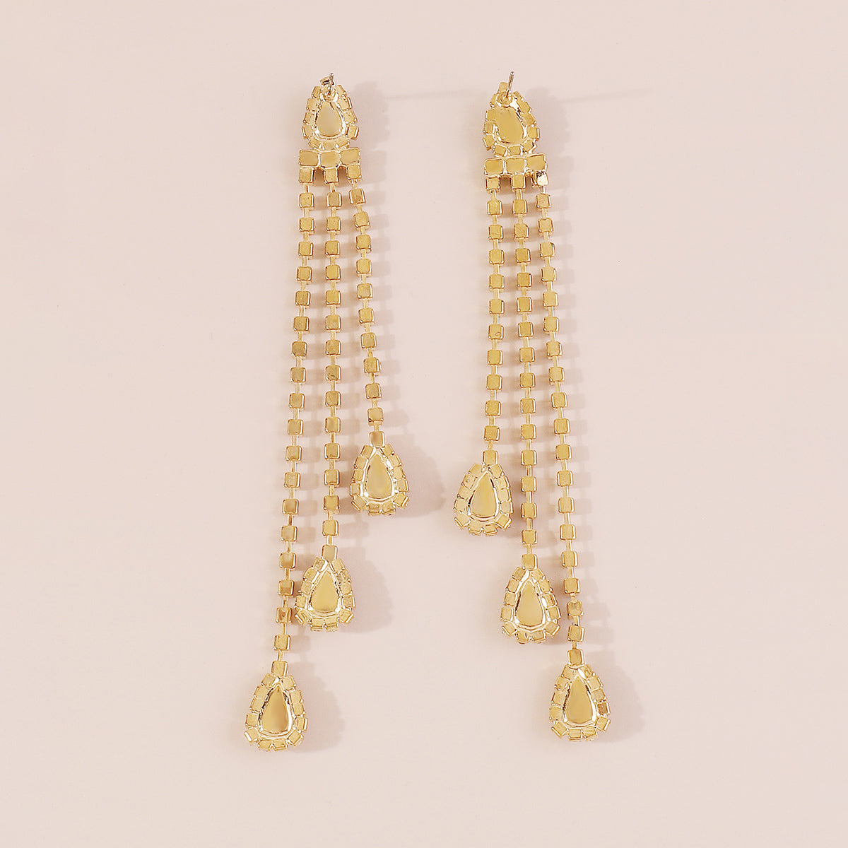 E11732 Long Tassel Colorful Rhinestone Drop Earrings