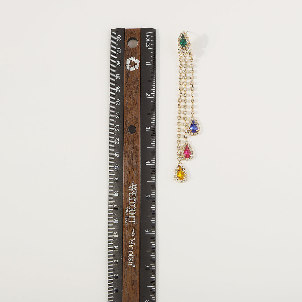 E11732 Long Tassel Colorful Rhinestone Drop Earrings