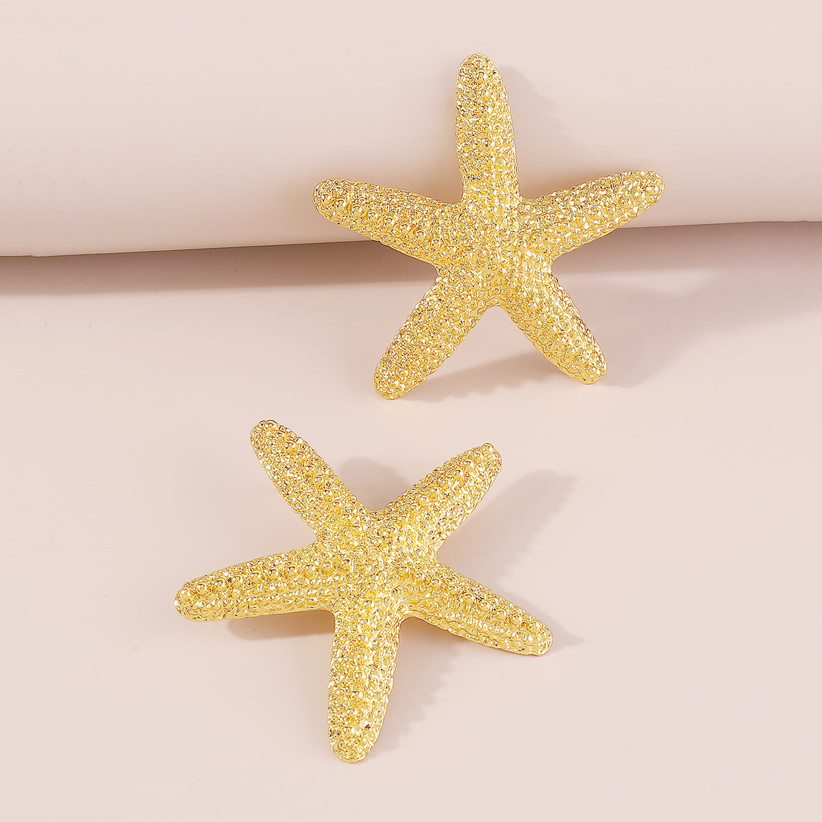E11778 Large Metal Starfish Stud Earrings