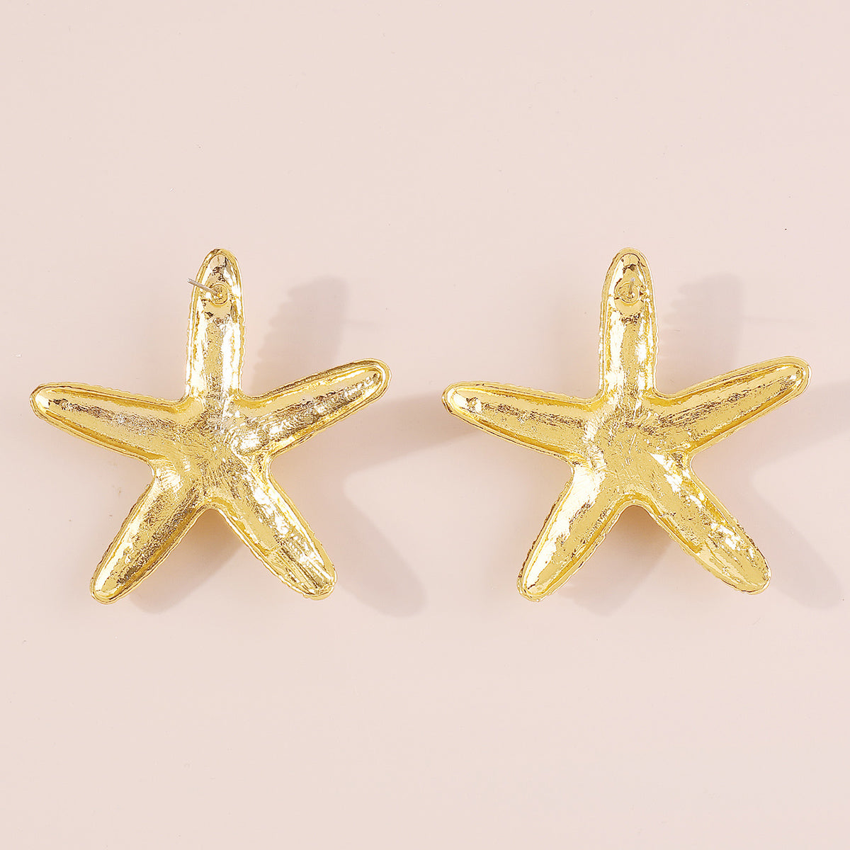 E11778 Large Metal Starfish Stud Earrings