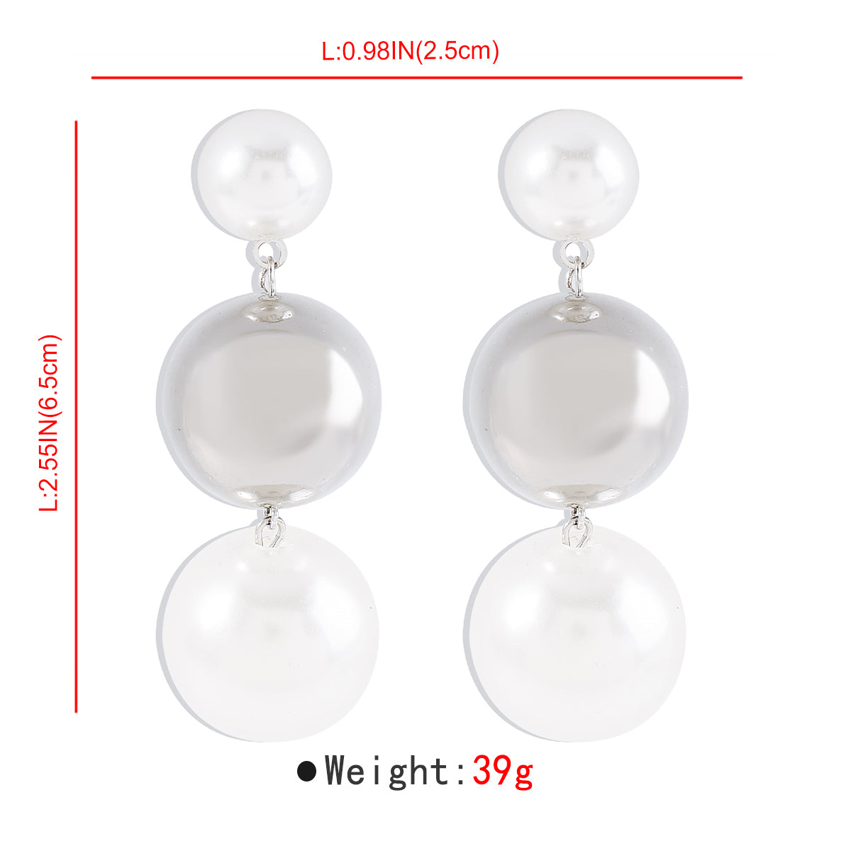 E11790 Statement Large Beads Pearl Tiered Earrings