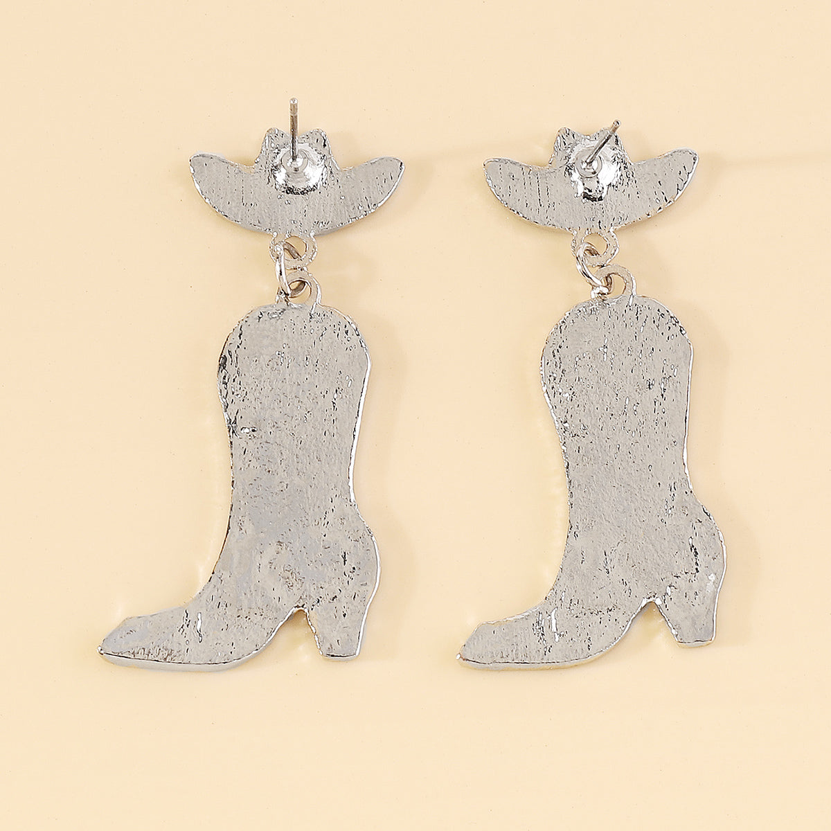 E11816 Pink & Blue Enamel Cowboy Boots Drop Earrings