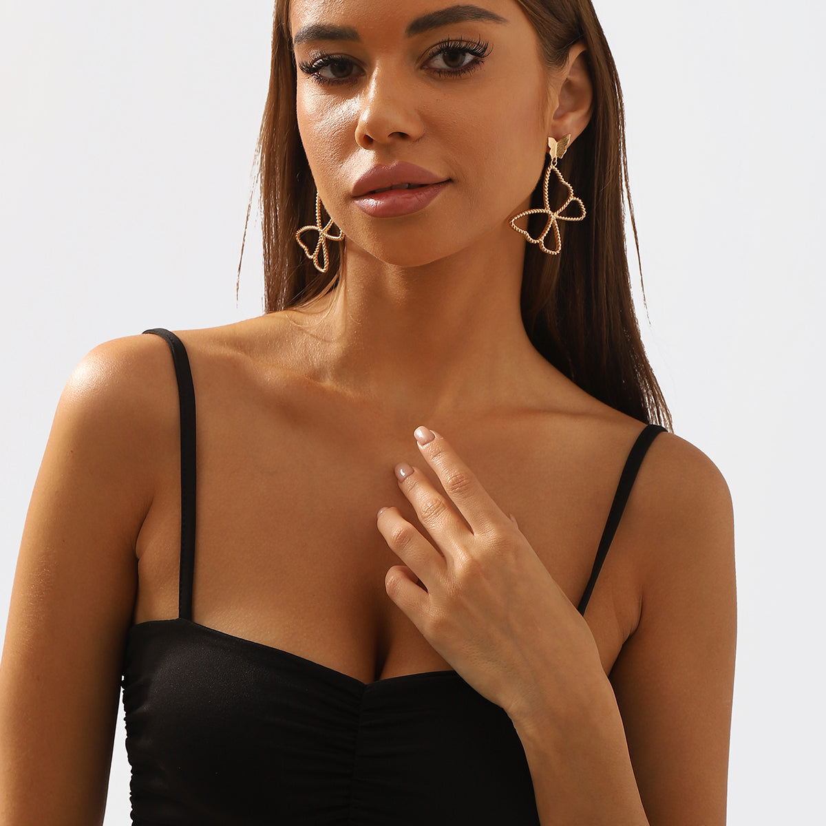 E11828 Large Metal Butterfly Dangle Earrings