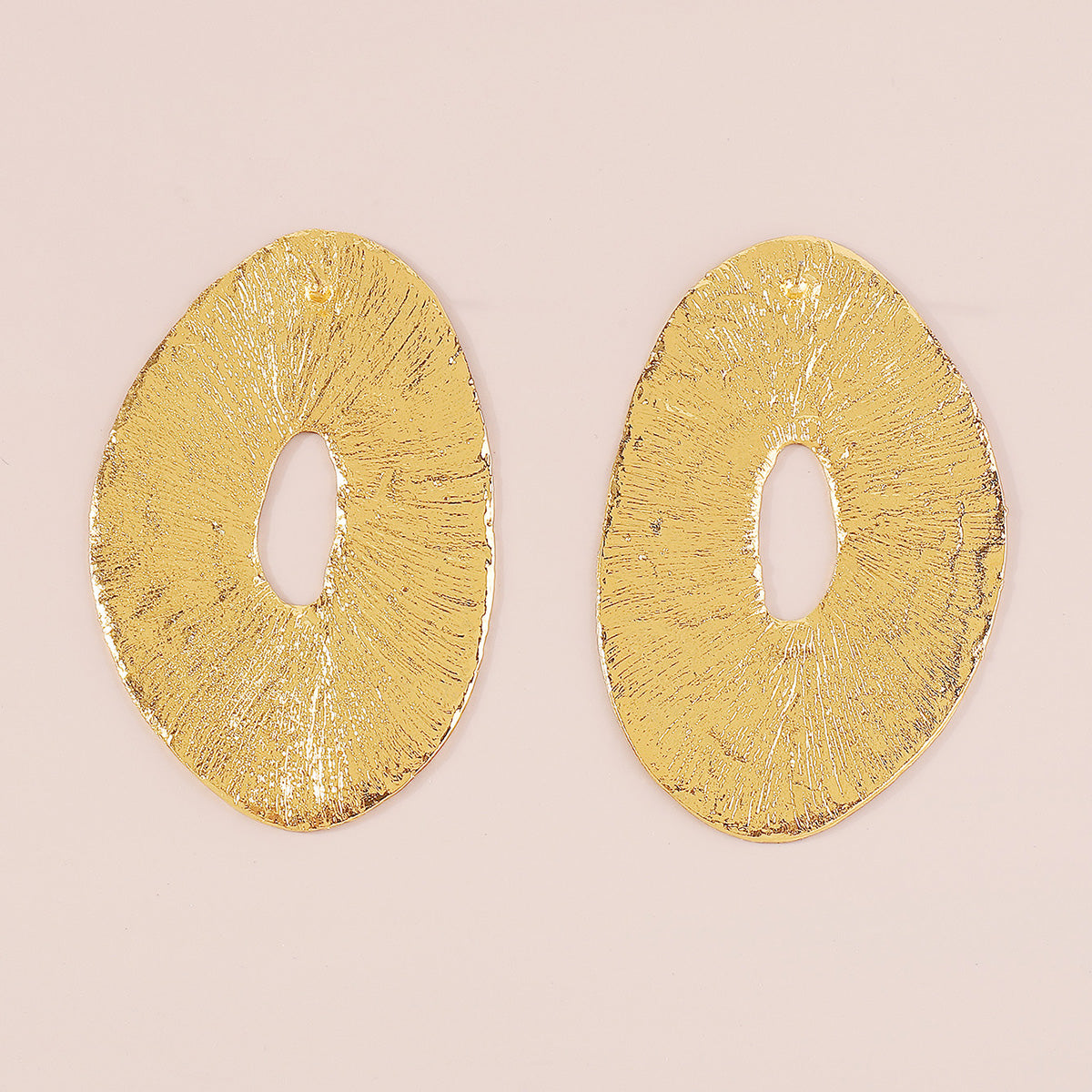 E11849 Large Metal Geometric Round Drop Earrings