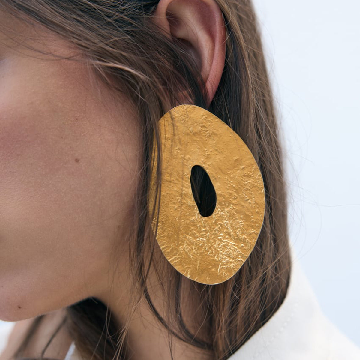 E11849 Large Metal Geometric Round Drop Earrings