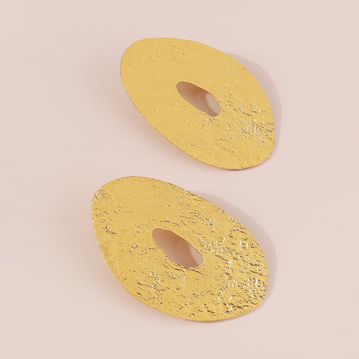 E11849 Large Metal Geometric Round Drop Earrings