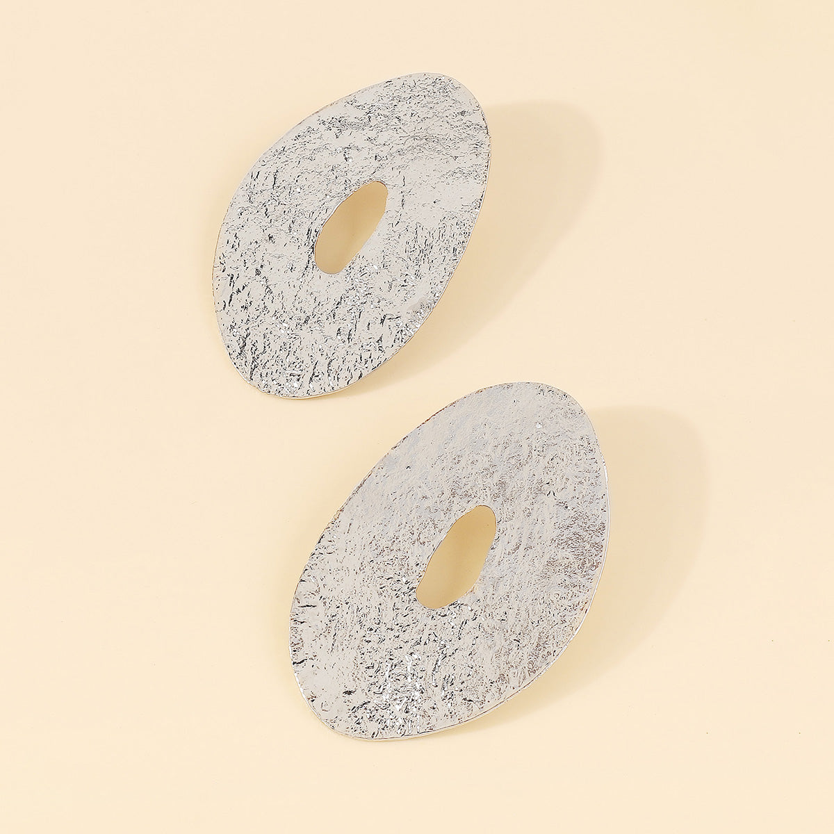 E11849 Large Metal Geometric Round Drop Earrings