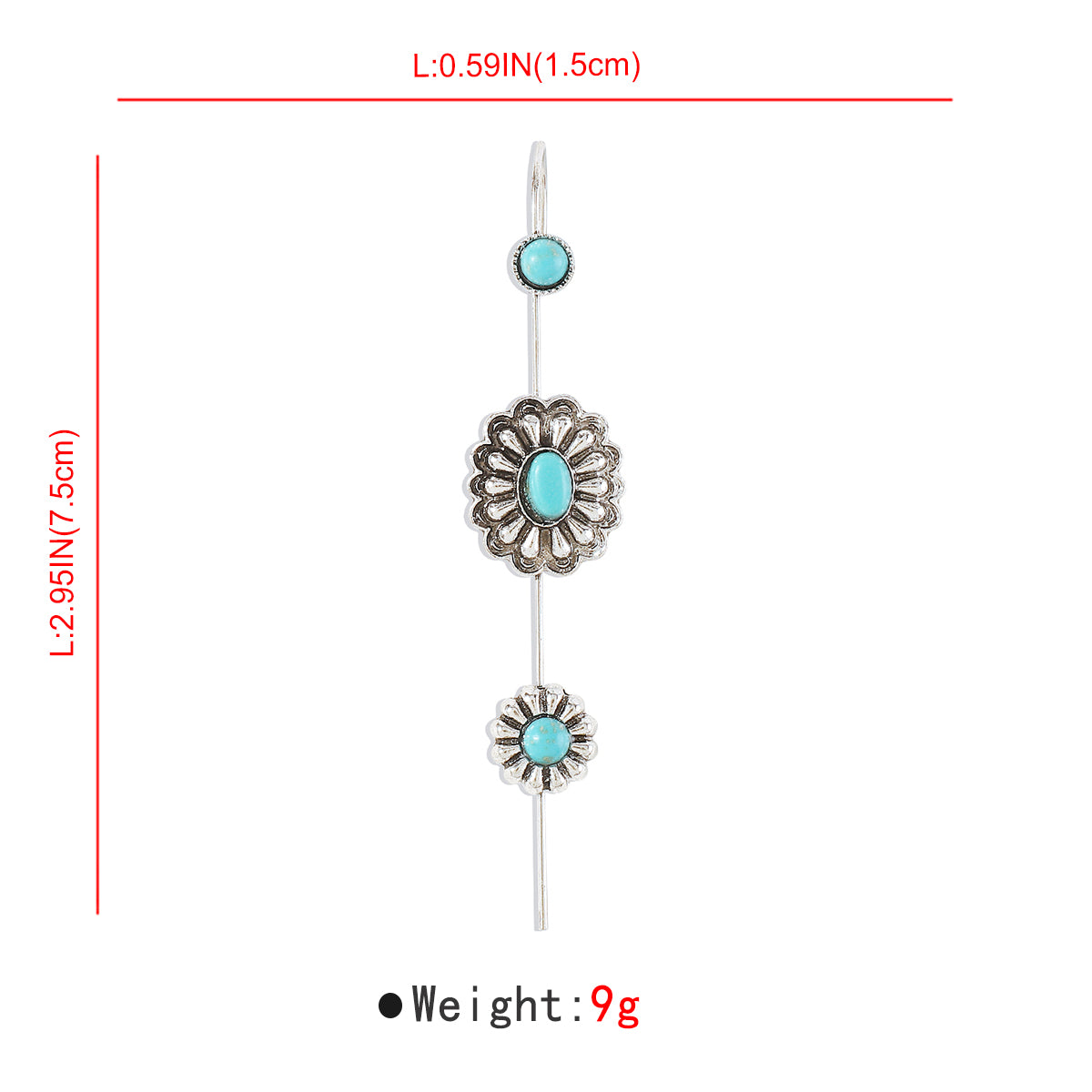 E11863 Turquoise Earring Crawler Hook