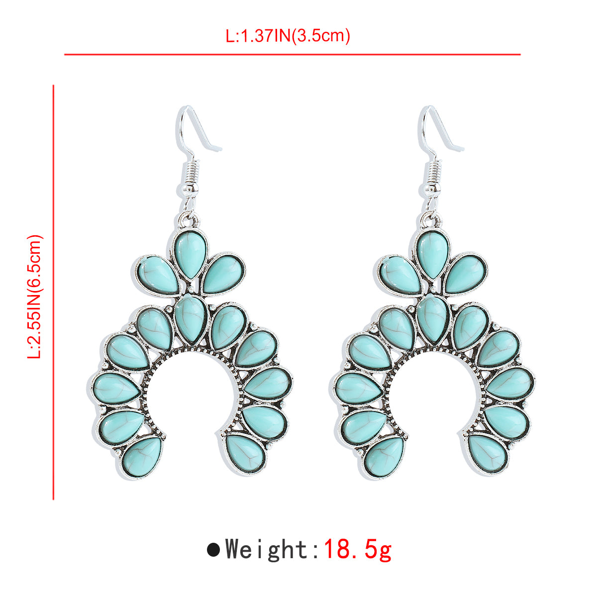 E11868 Western Turquoise Geometric Drop Earrings