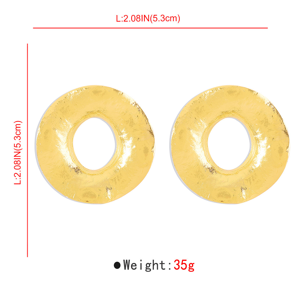 E11869 Retro Metal Textured Round Stud Earrings