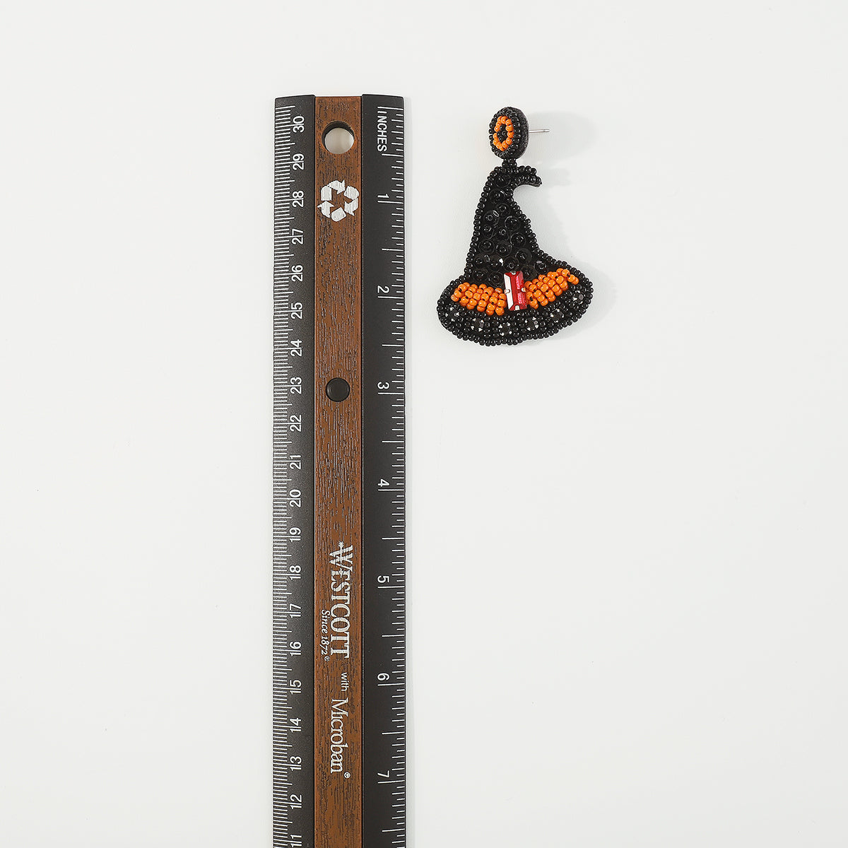 E11922 Halloween Beaded Witch Hat Drop Earrings