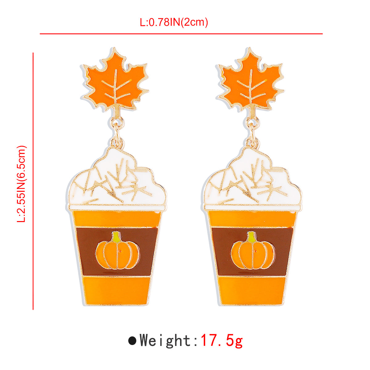 E11948 Halloween Maple Cups Drop Dangle Earrings