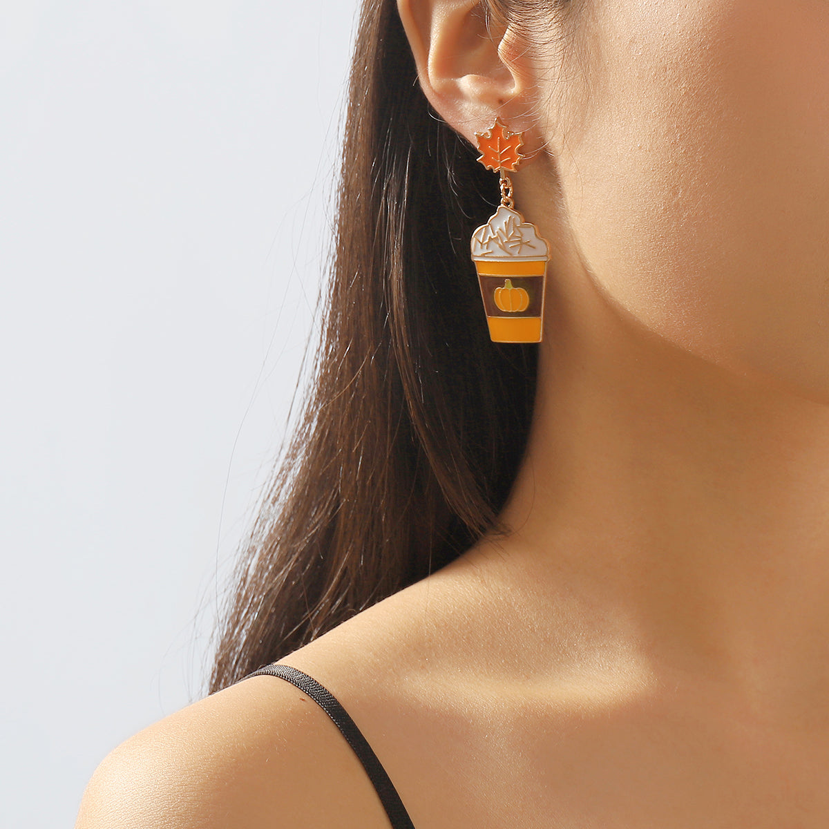 E11948 Halloween Maple Cups Drop Dangle Earrings