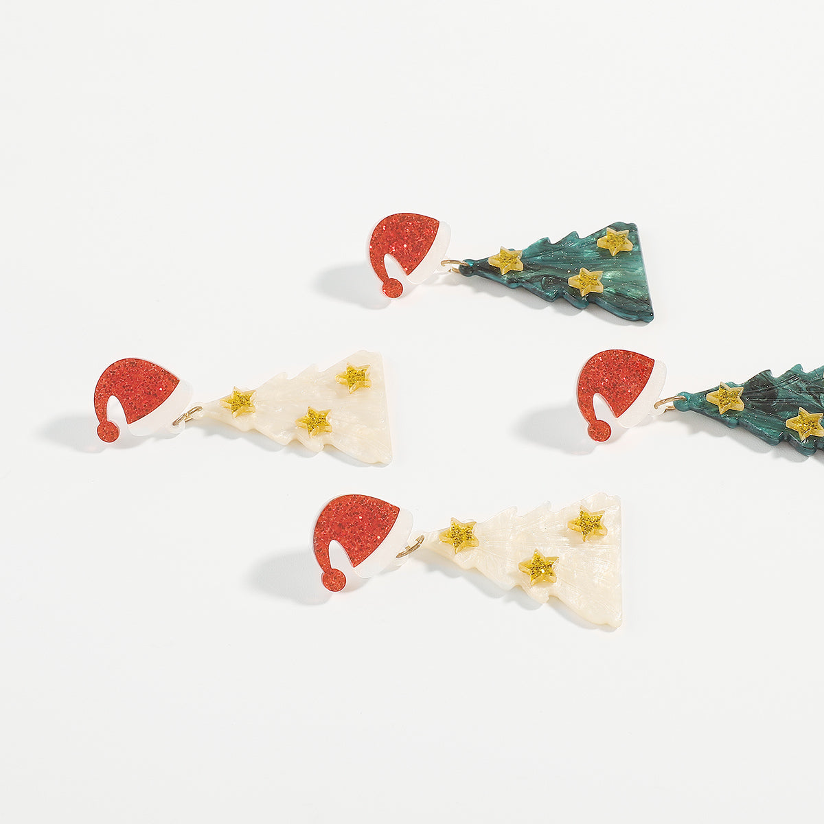 E11963 Acrylic Christmas Tree Hat Drop Earrings