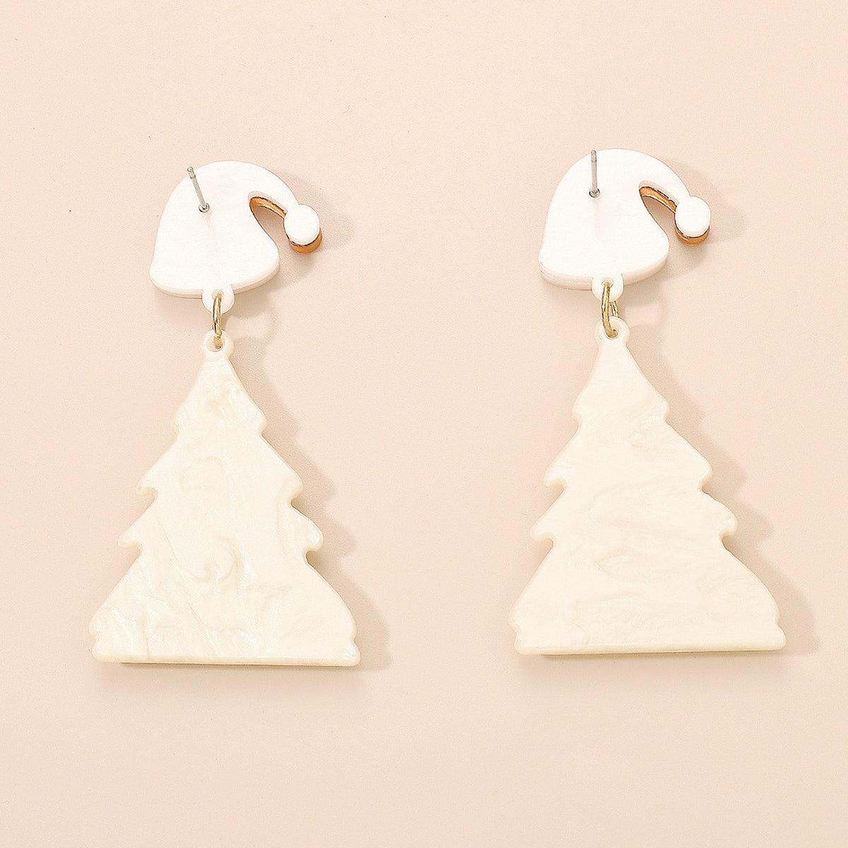 E11963 Acrylic Christmas Tree Hat Drop Earrings