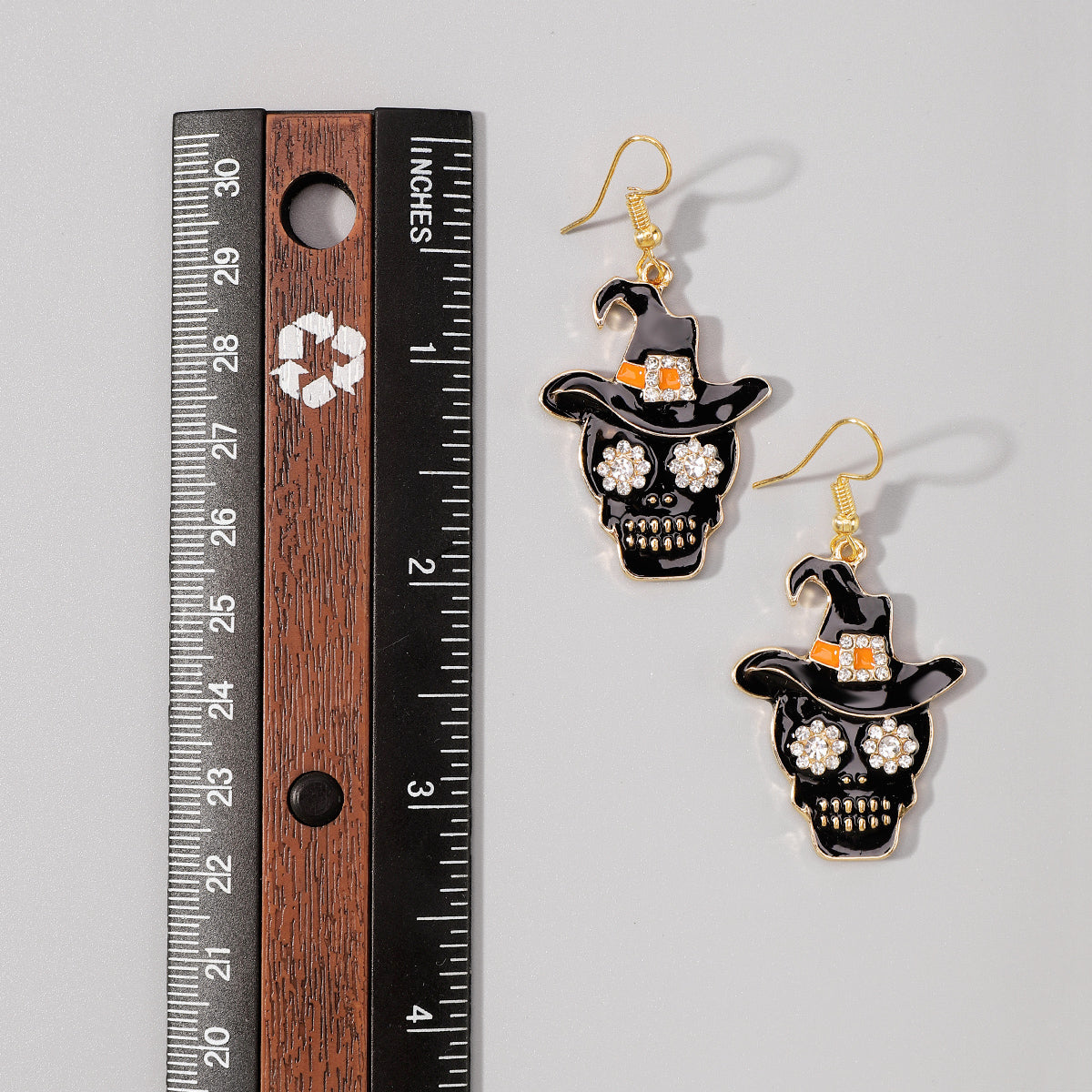 E12066 Halloween Hat Skull Pumpkin Cat Dangle Earrings