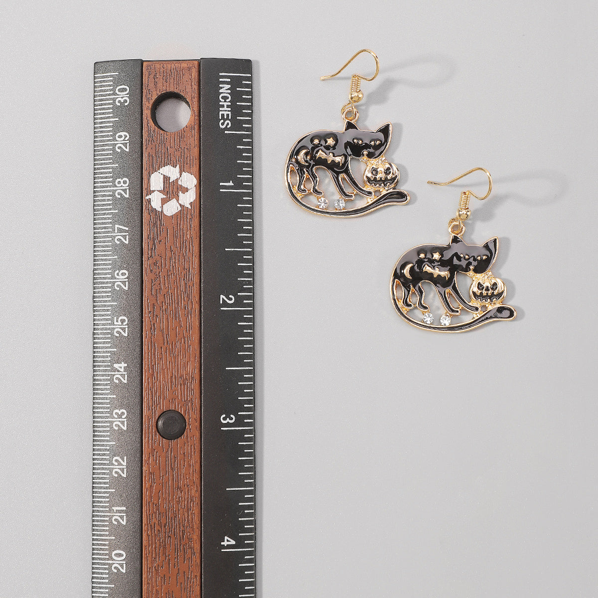 E12066 Halloween Hat Skull Pumpkin Cat Dangle Earrings
