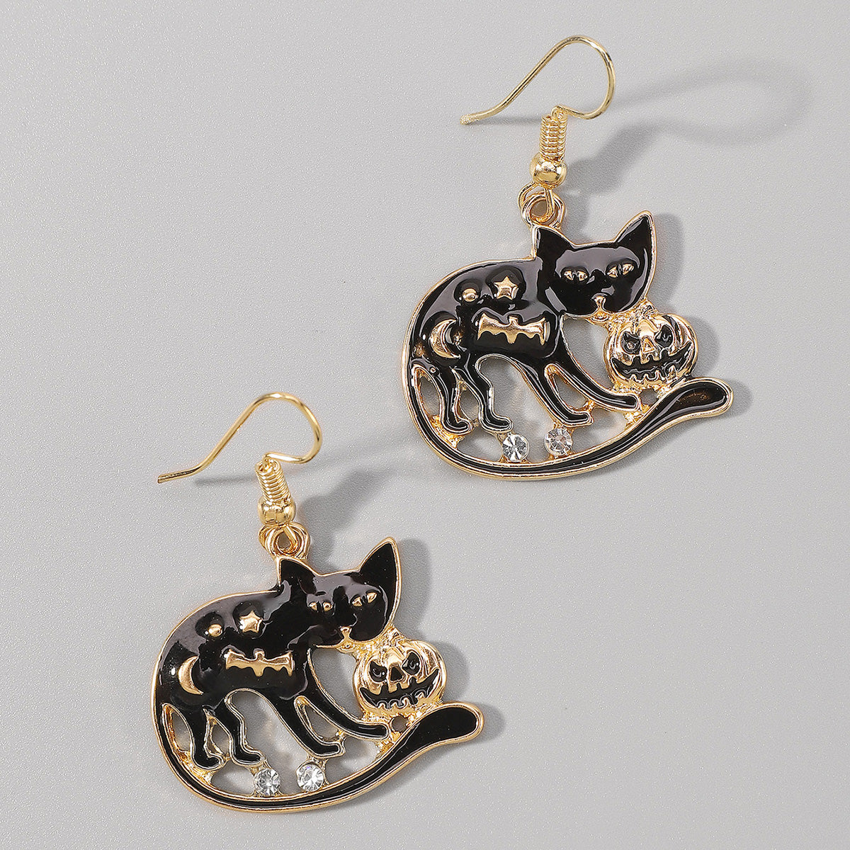 E12066 Halloween Hat Skull Pumpkin Cat Dangle Earrings