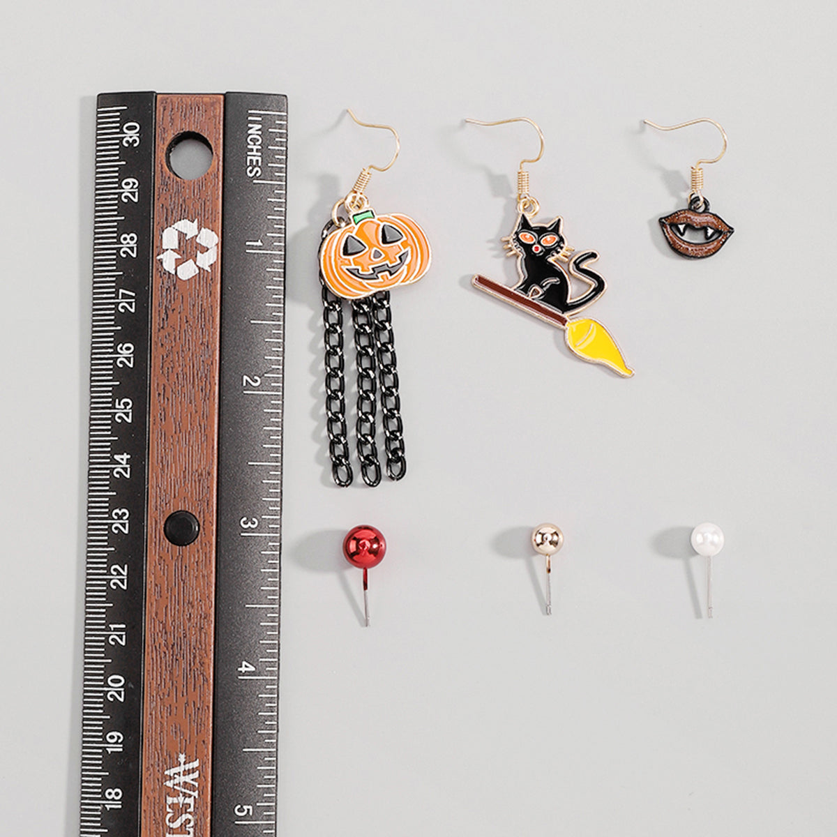 E12075 Halloween Pumpkin Ghosts Bat Dangle Earrings Set