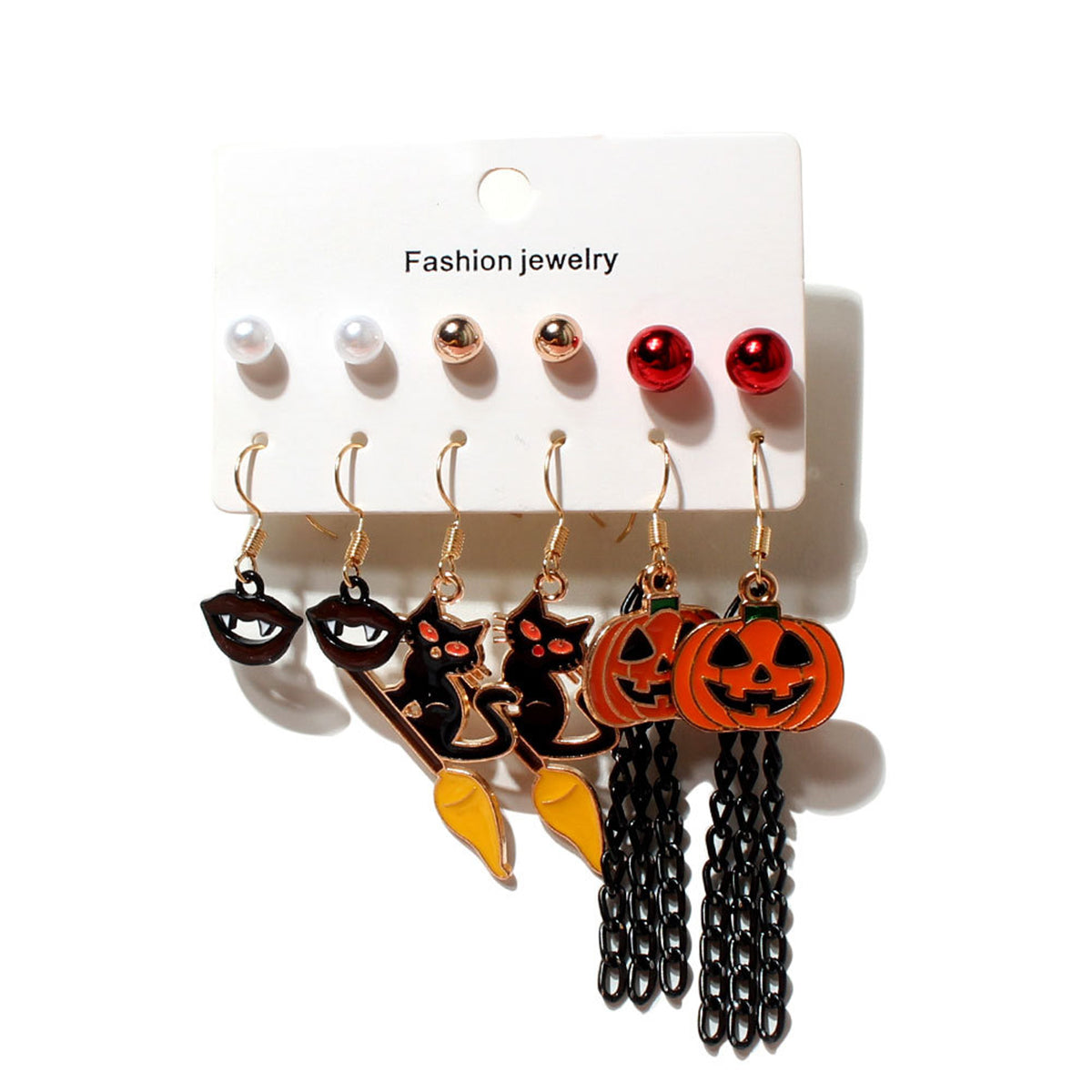 E12075 Halloween Pumpkin Ghosts Bat Dangle Earrings Set