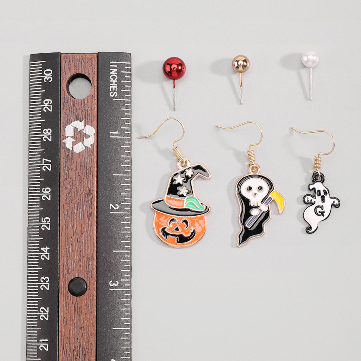 E12075 Halloween Pumpkin Ghosts Bat Dangle Earrings Set