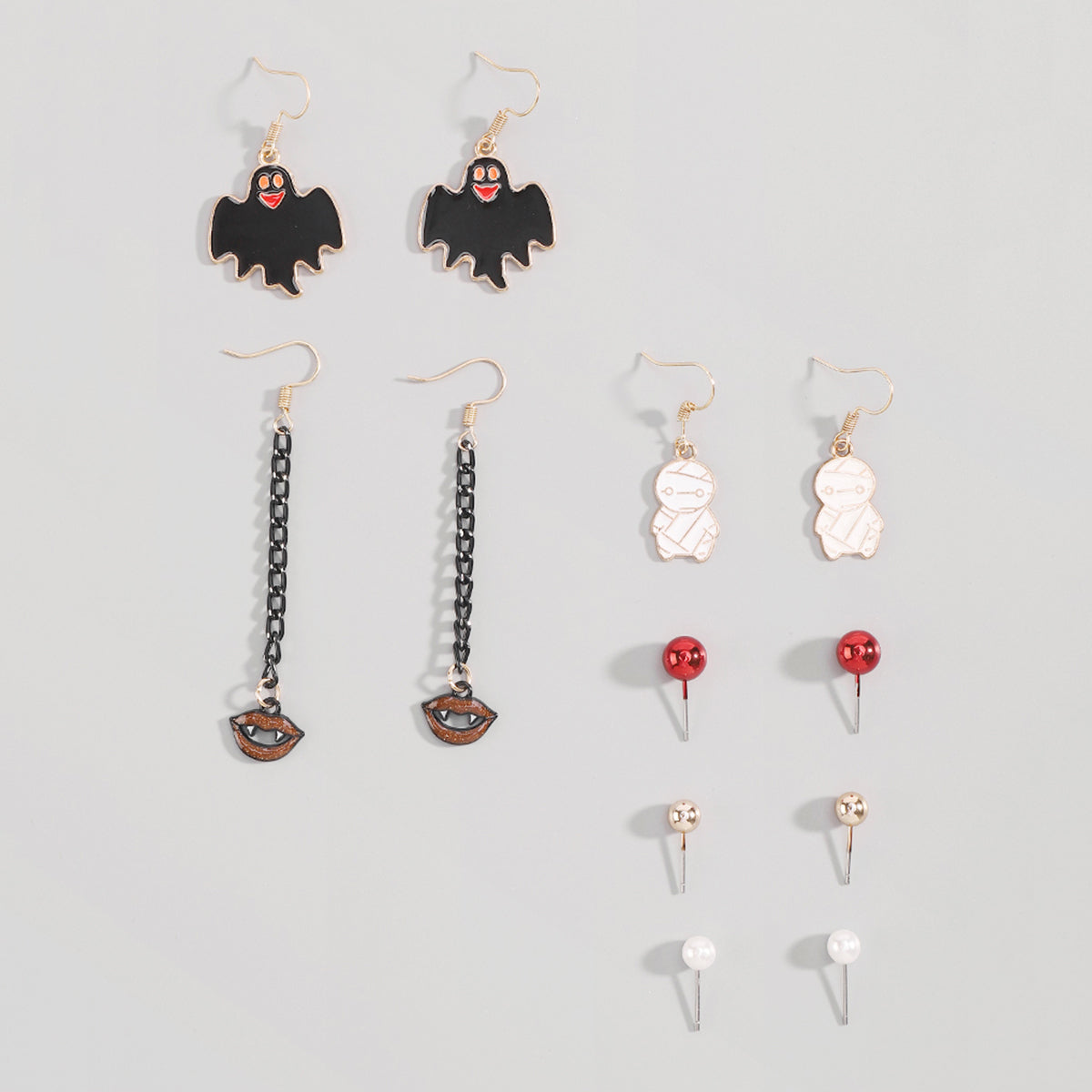 E12075 Halloween Pumpkin Ghosts Bat Dangle Earrings Set
