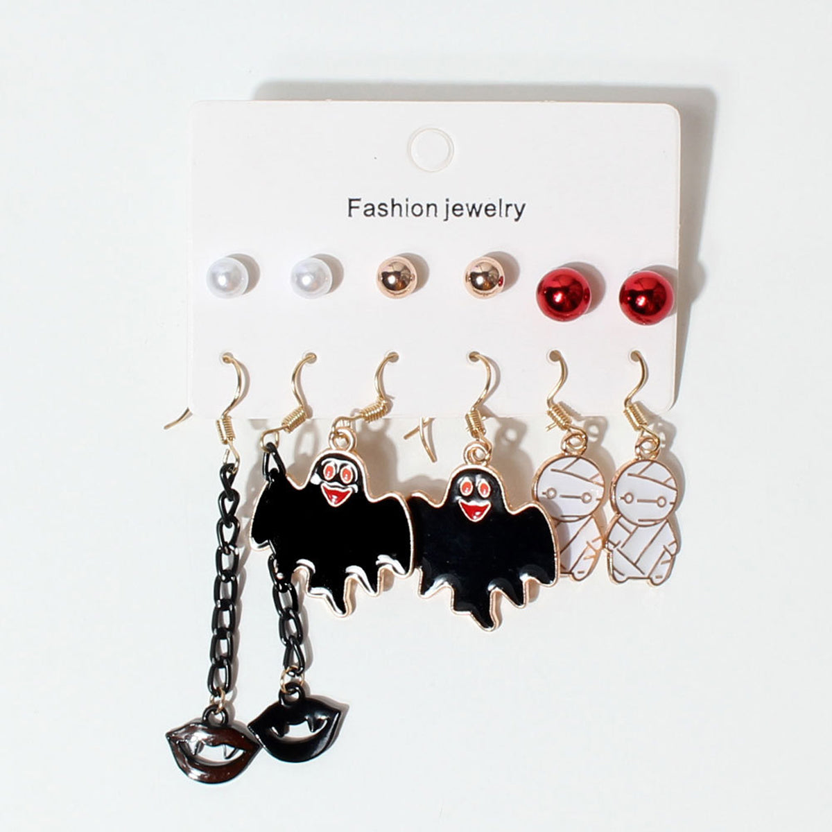 E12075 Halloween Pumpkin Ghosts Bat Dangle Earrings Set