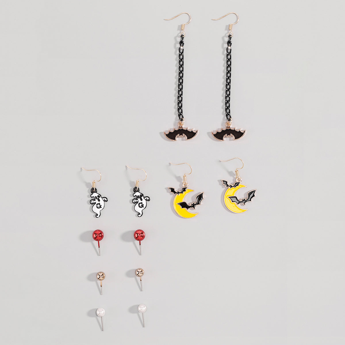 E12075 Halloween Pumpkin Ghosts Bat Dangle Earrings Set