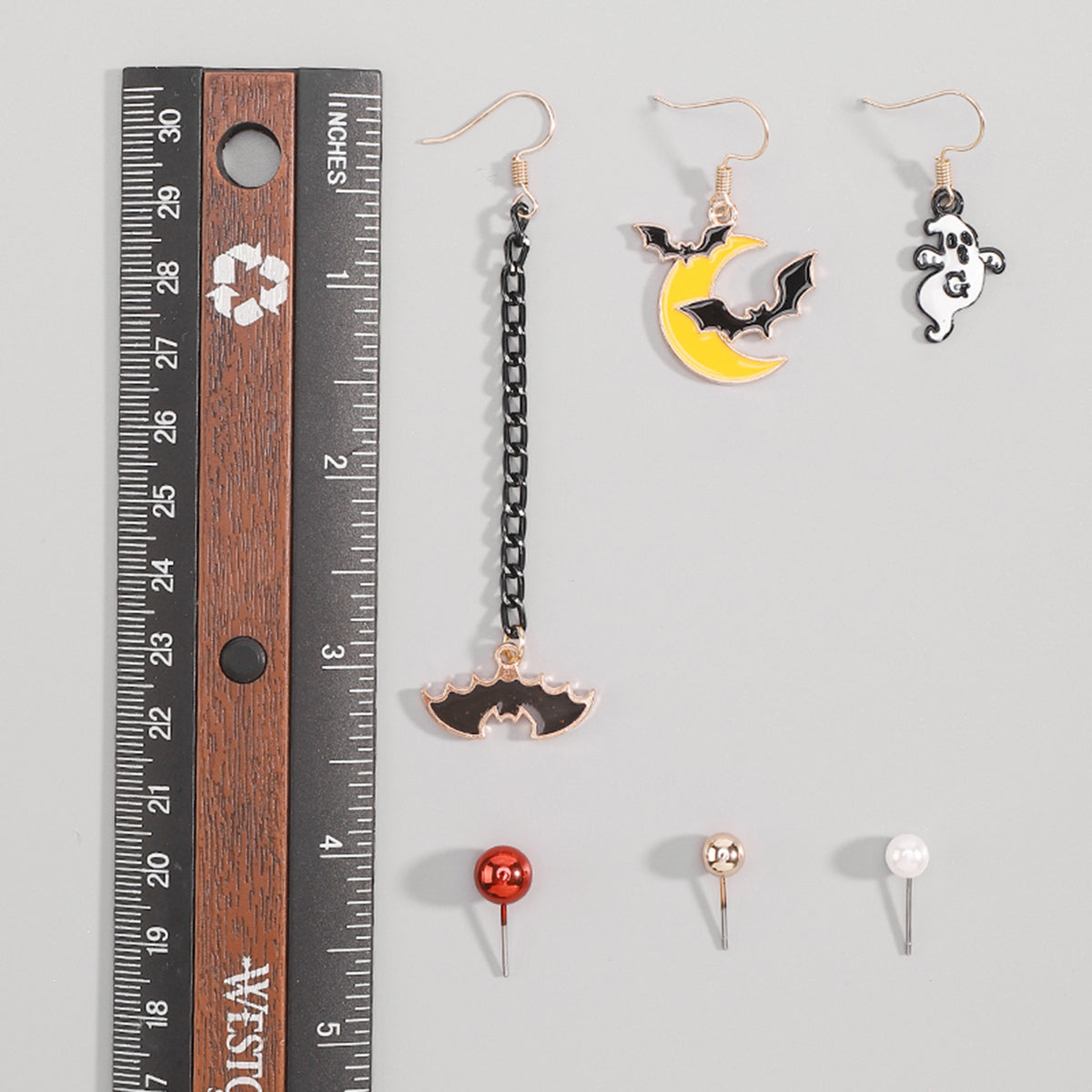 E12075 Halloween Pumpkin Ghosts Bat Dangle Earrings Set