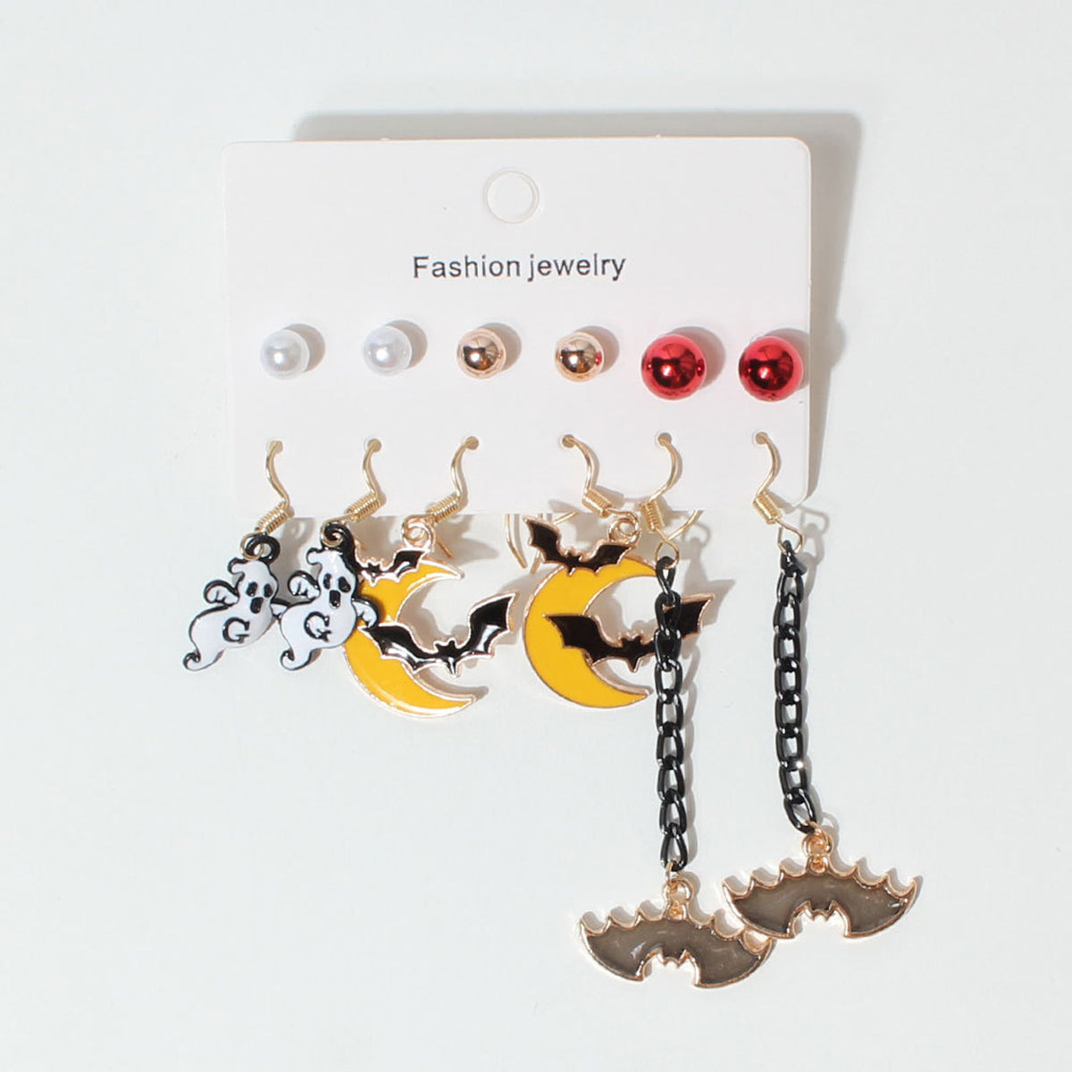 E12075 Halloween Pumpkin Ghosts Bat Dangle Earrings Set