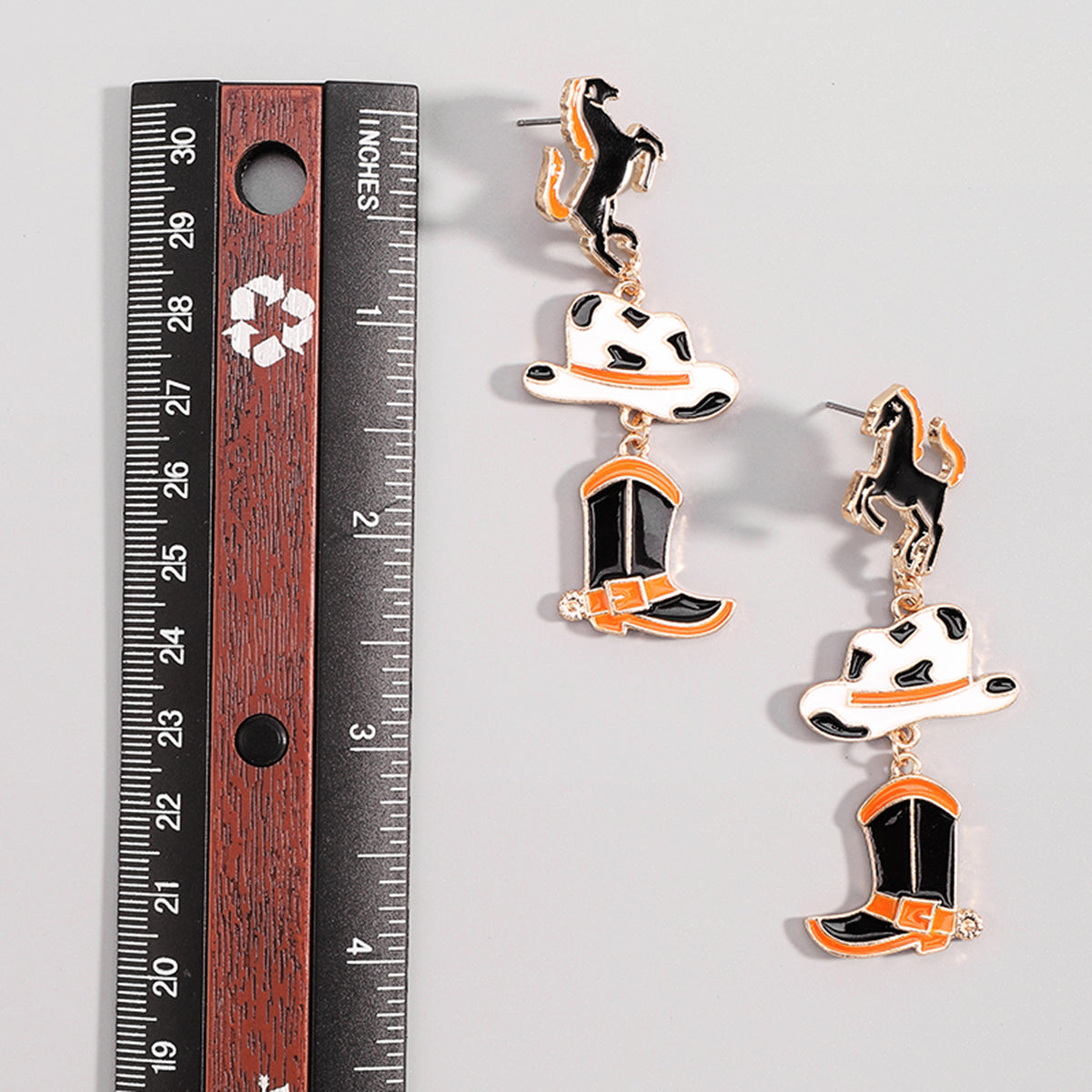 E12083 Cute Enamel Horse Hat Boots Dangle Earrings