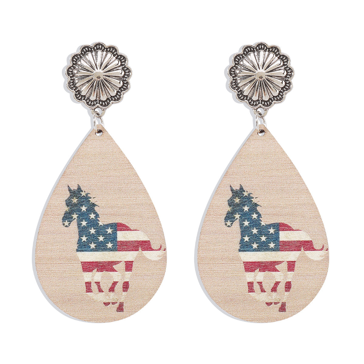 E12099 Hat Horse and Star Cow Head Dangle Earrings