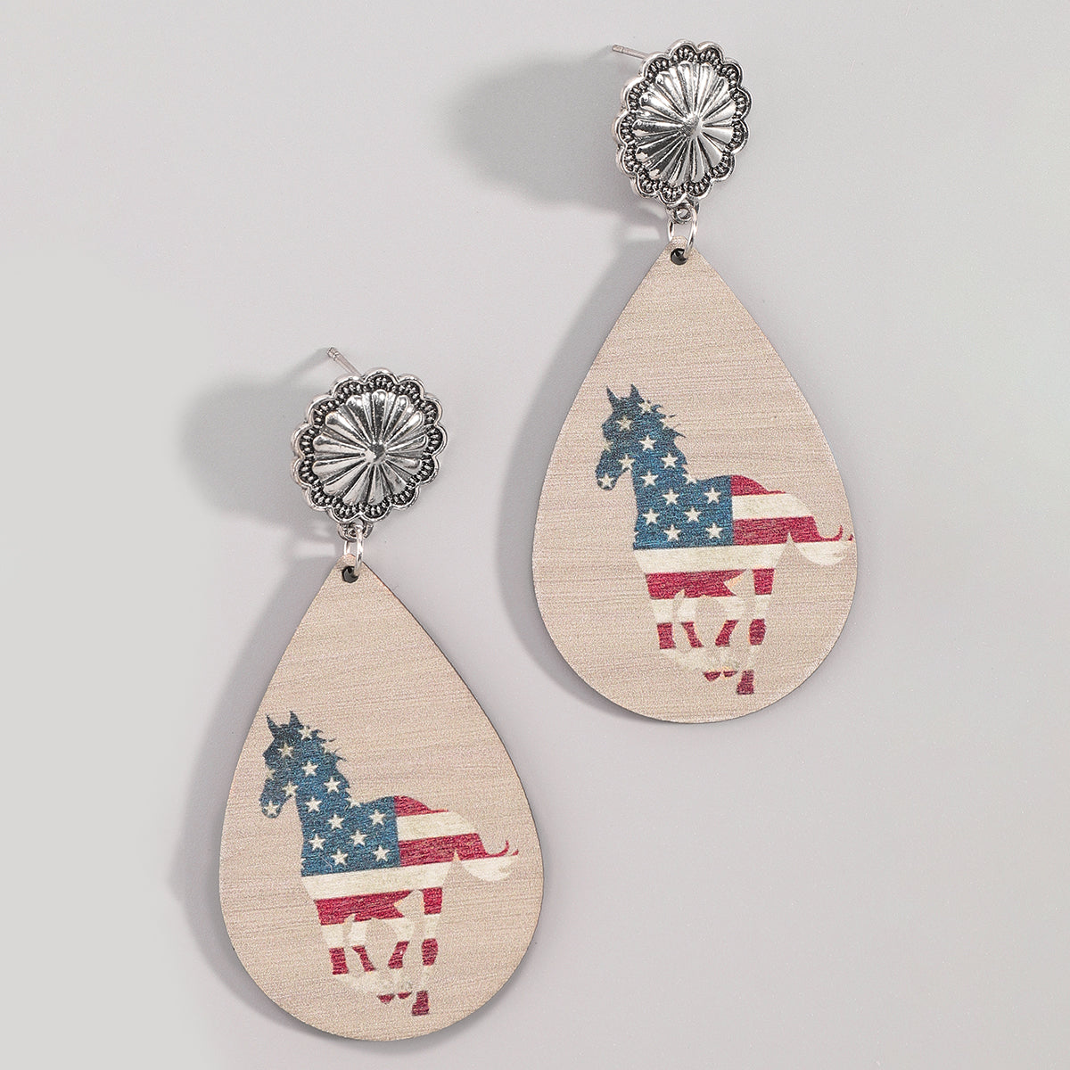 E12099 Hat Horse and Star Cow Head Dangle Earrings