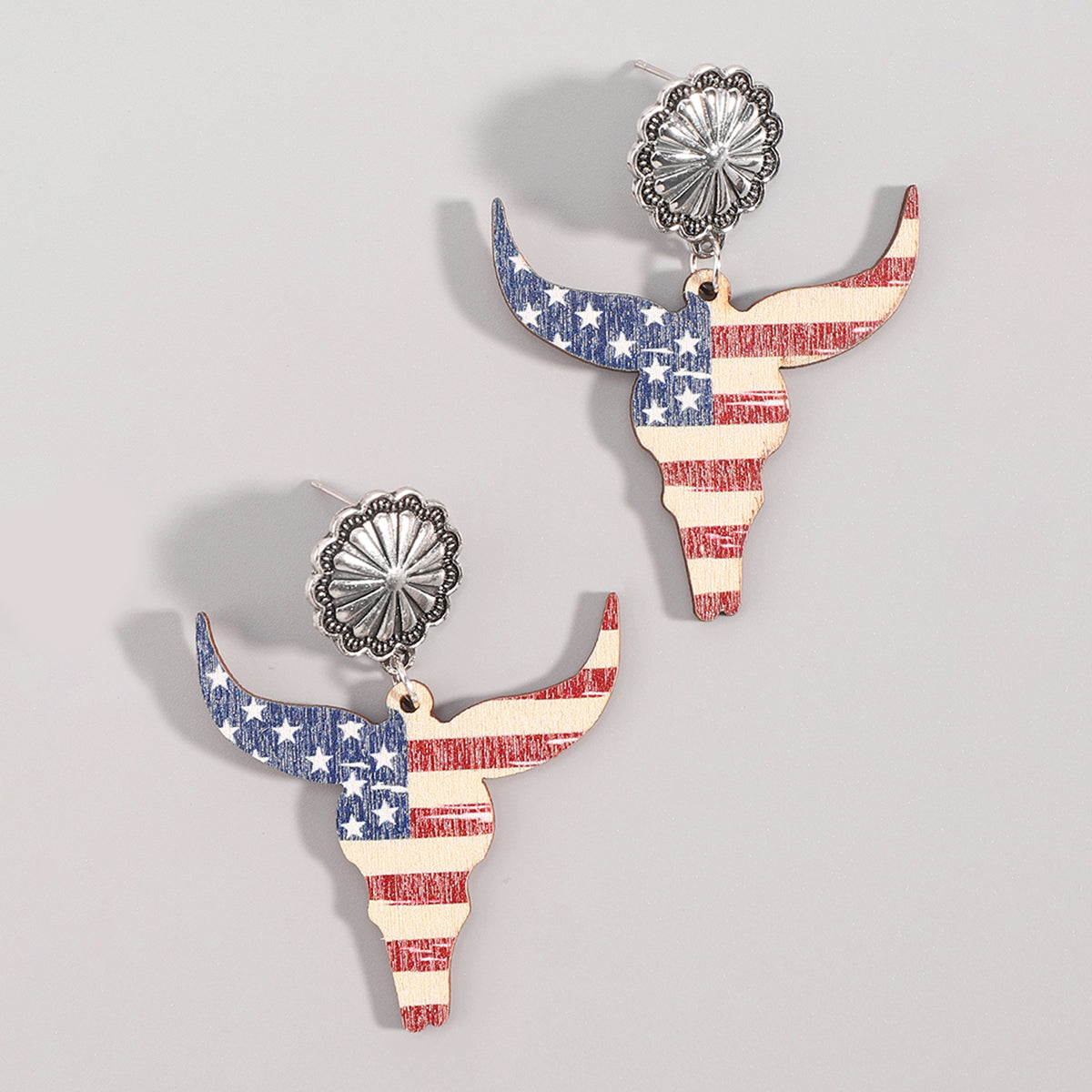 E12099 Hat Horse and Star Cow Head Dangle Earrings