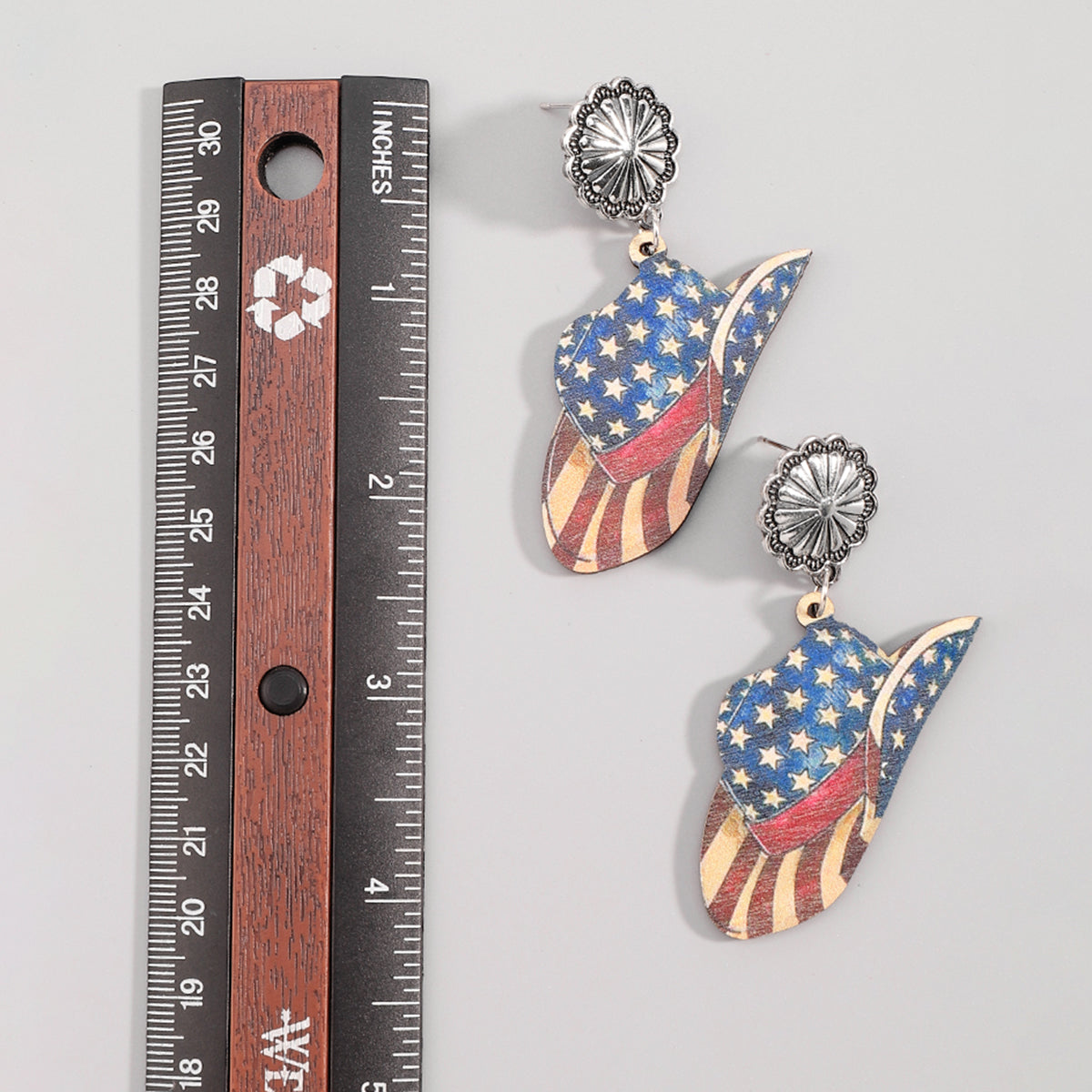 E12099 Hat Horse and Star Cow Head Dangle Earrings