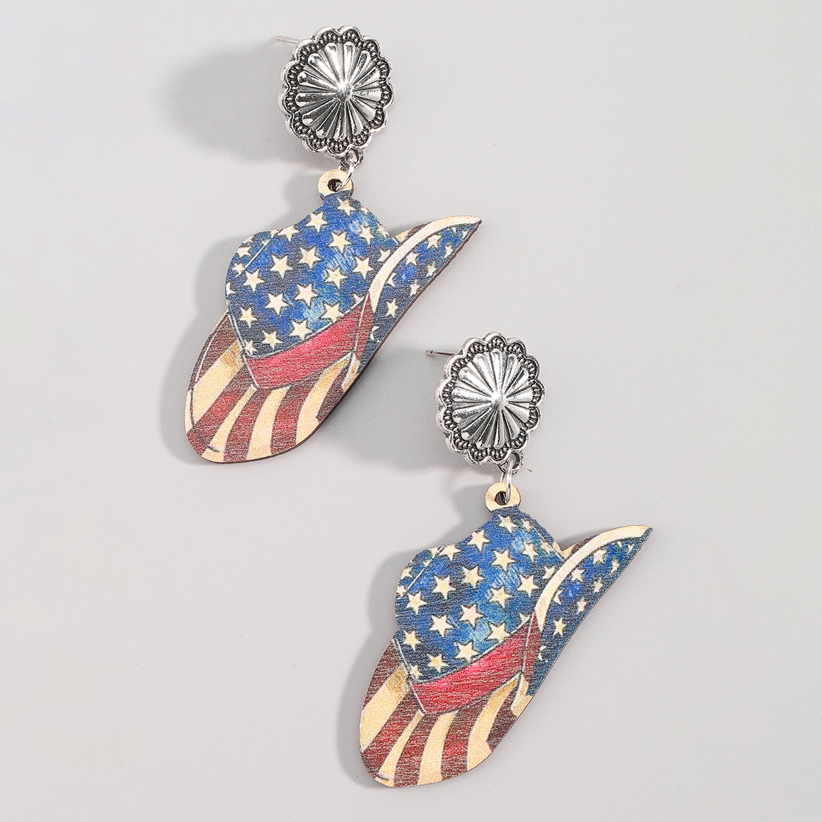 E12099 Hat Horse and Star Cow Head Dangle Earrings