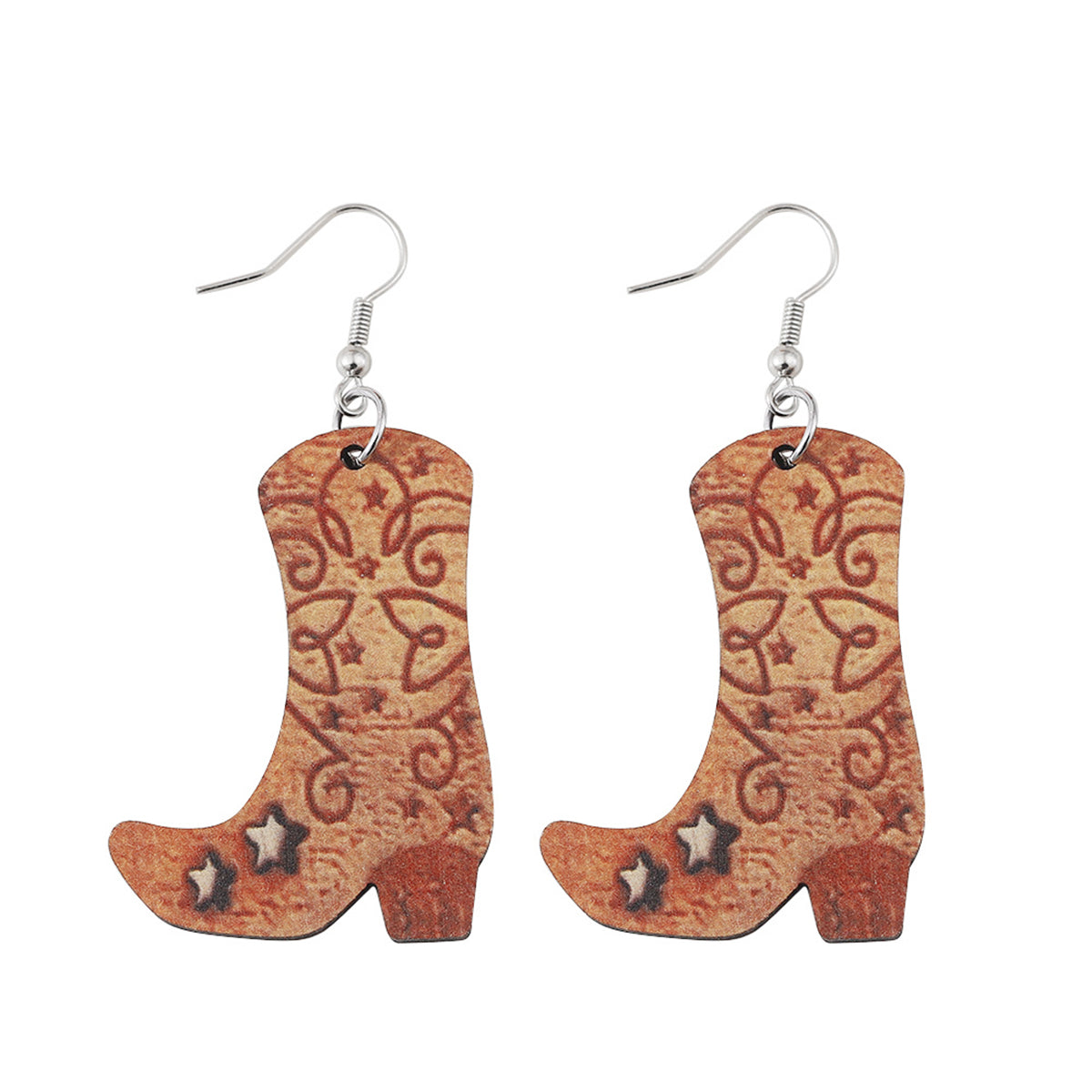 E12107 Retro Print Hat Boots Dangling Earrings