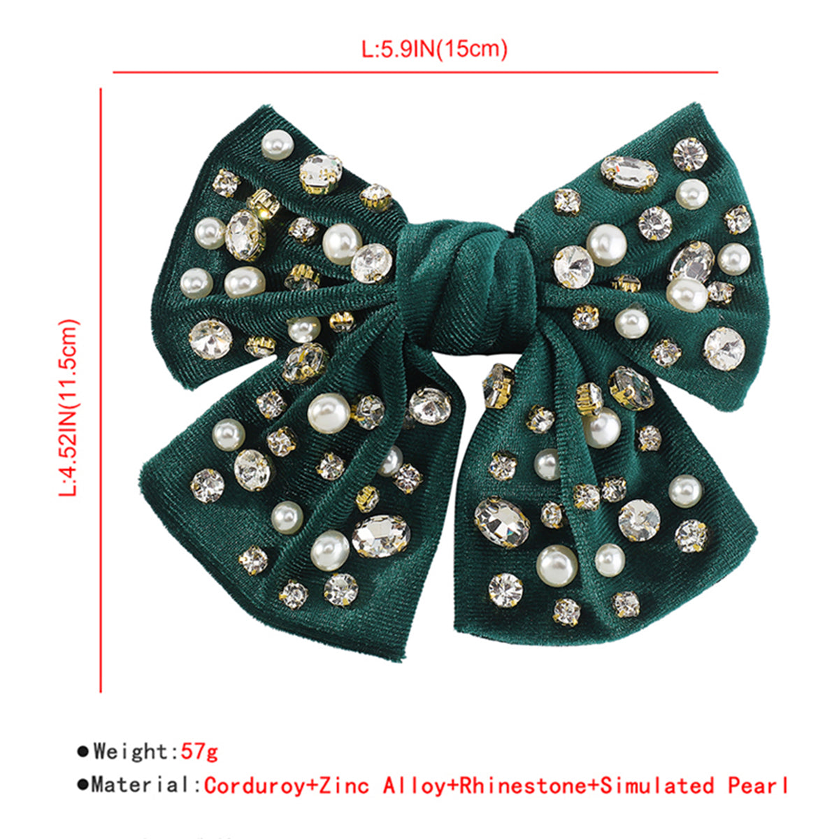 F2780 Rhinestone Pearls Velvet Bowknot Hair Clips