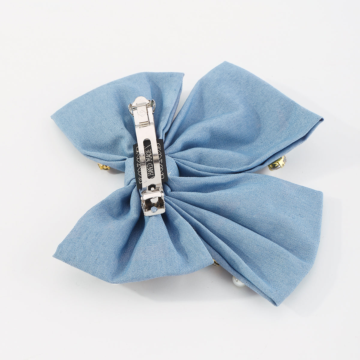F2780 Rhinestone Pearls Velvet Bowknot Hair Clips
