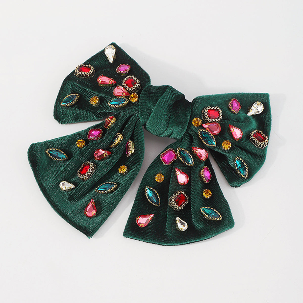F2786 Rhinestone Velvet Bowknot Barrette Hair Clip
