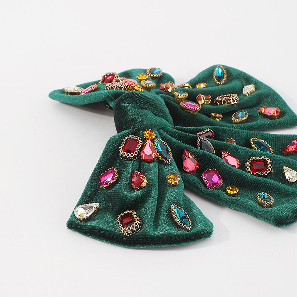 F2786 Rhinestone Velvet Bowknot Barrette Hair Clip