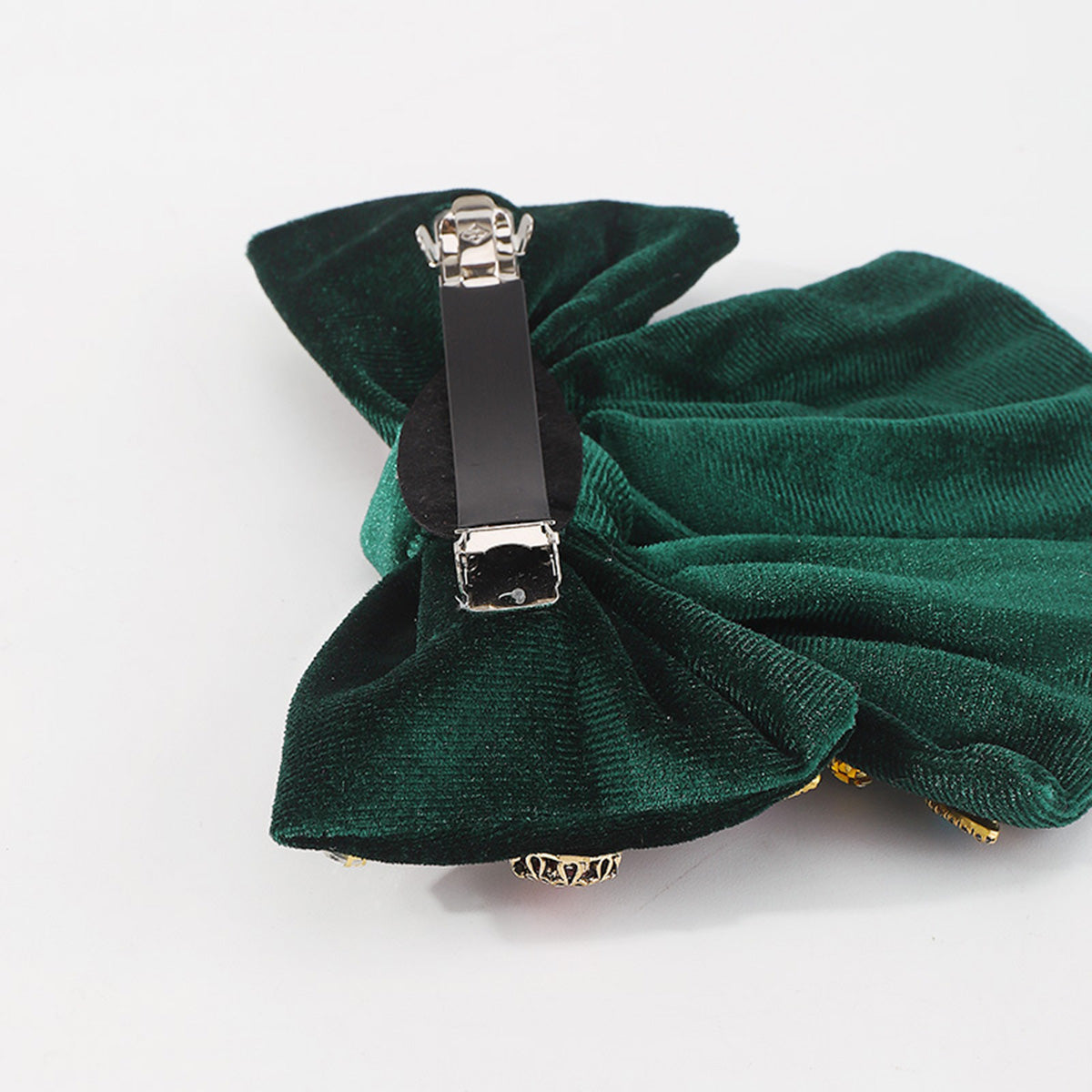 F2786 Rhinestone Velvet Bowknot Barrette Hair Clip