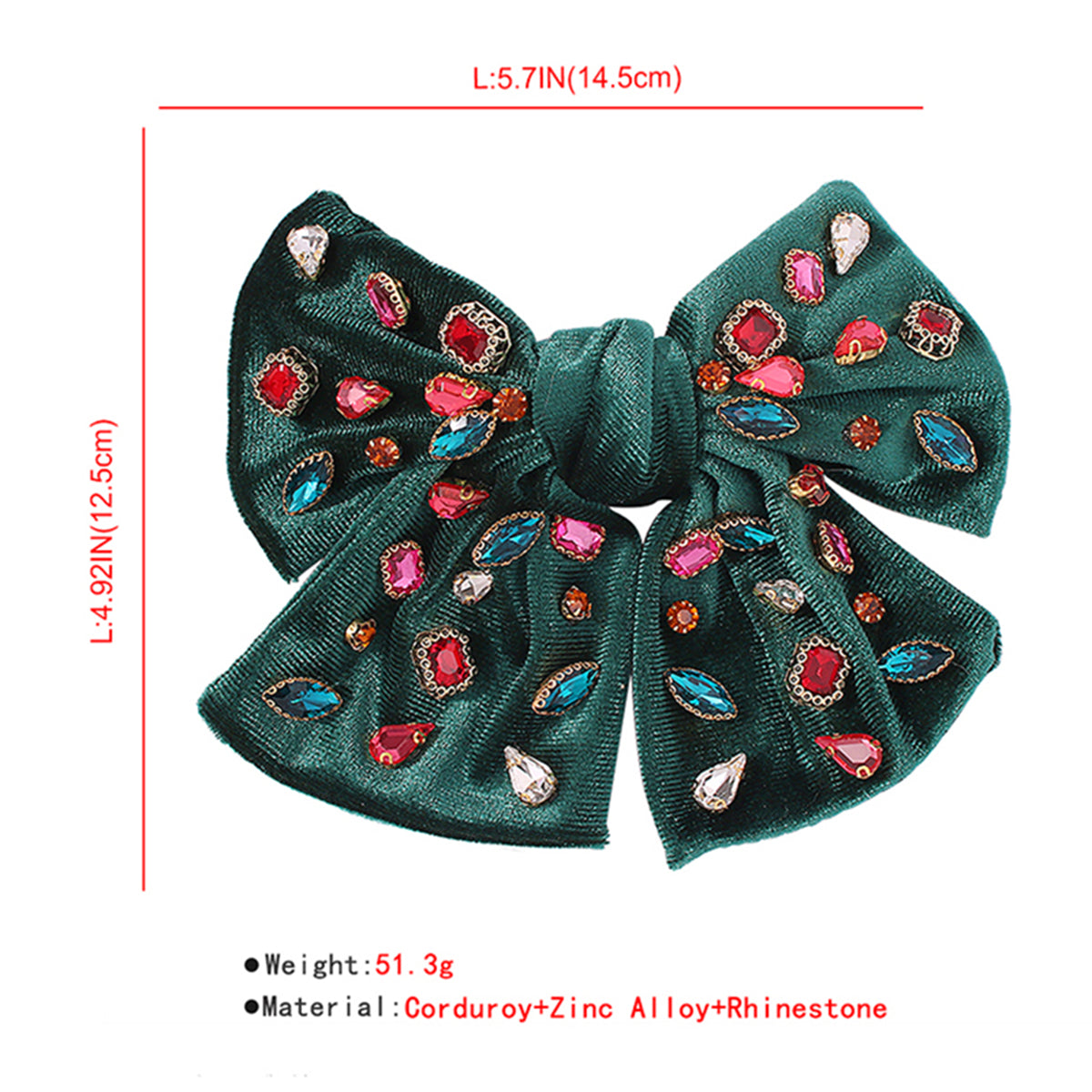 F2786 Rhinestone Velvet Bowknot Barrette Hair Clip